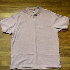 Geoffrey Beene Pink striped Polo Shirt size XL
